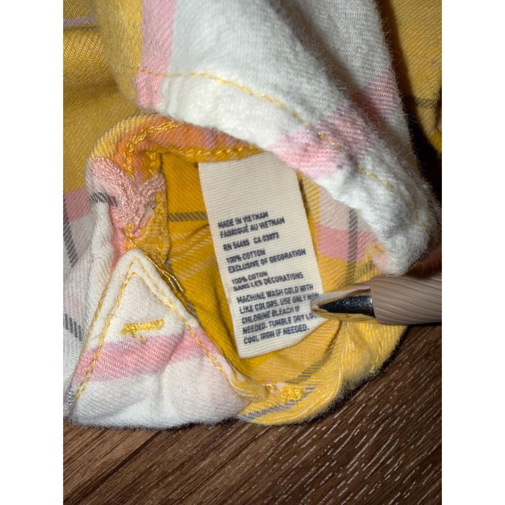 American‎ Eagle Outfitters Yellow Plaid Long Sleeve Button Up Shirt M/M - Picture 3 of 7